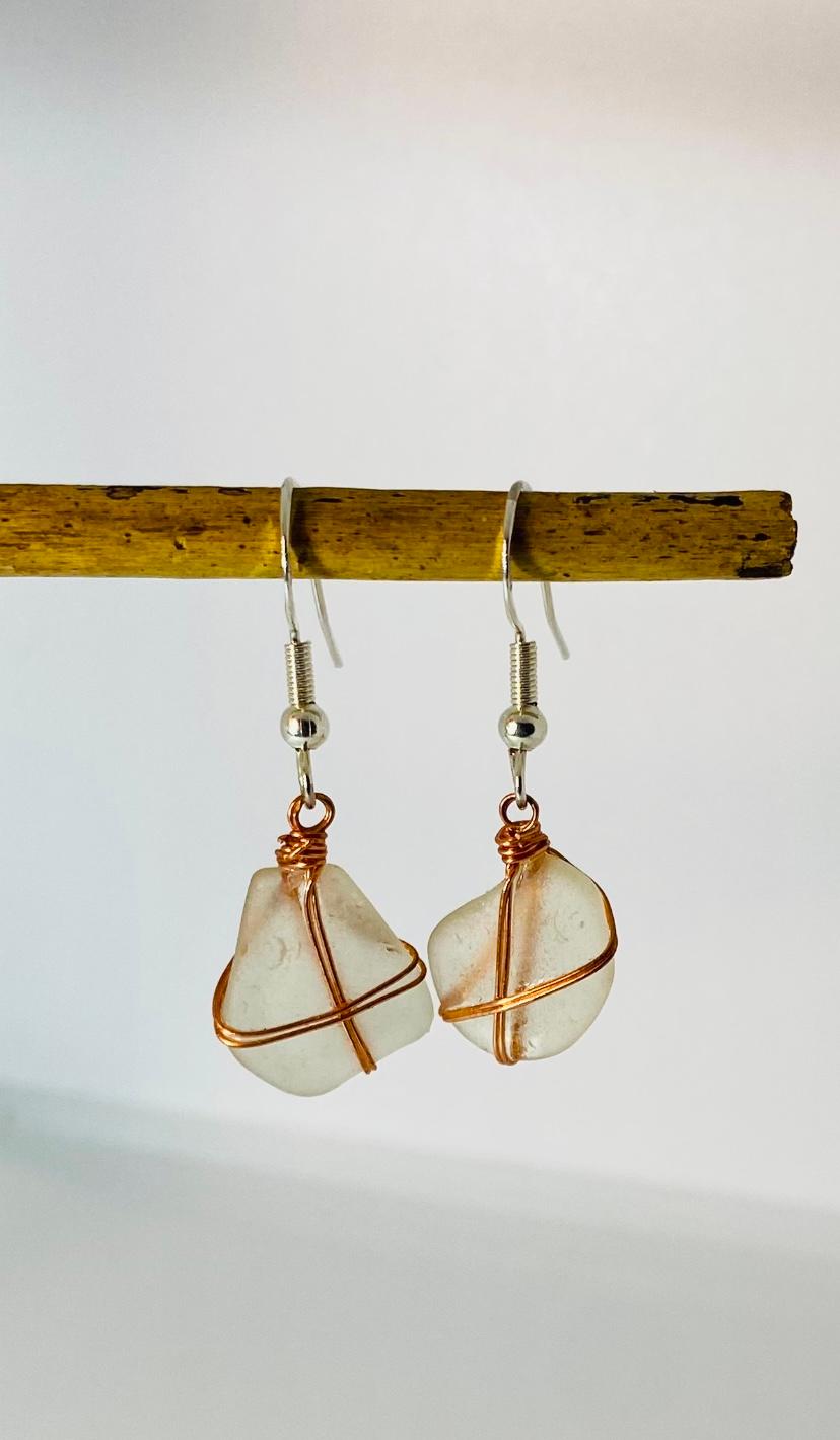 Clear_Sea_Glass_Earrings_With_Copper_Colour_Wire_Wrap-Coastal_Shore_Designs_-_Norfolk